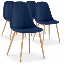 Lot de 4 chaises scandinaves Gao Tissu Bleu