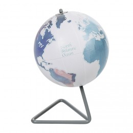Globe terrestre décoratif bleu et blanc pied triangle