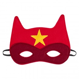 Masque Super Héro rouge motif étoile jaune