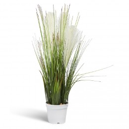 Plante artificielle touffue verte et blanche pot blanc herbes oignon