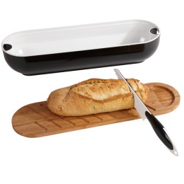 Corbeille 3 en 1 boîte à pain avec planche bambou et couteau