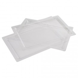 Plateau rectangulaire plastique réutilisable transparent x3