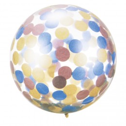 Ballon confettis bleu, rose et doré