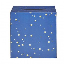 Urne d'anniversaire bleu et étoiles dorées en carton