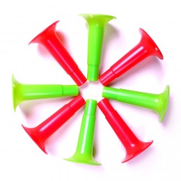 Mini trompette verte et rouge x8