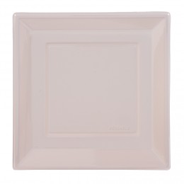 Assiette plate carrée rose pâle en plastique réutilisable x6