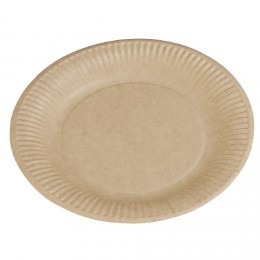 Assiette plate ronde en carton kraft marron x50
