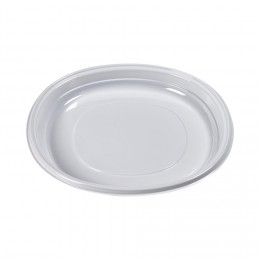 Assiette plate ronde blanche en plastique réutilisable x20
