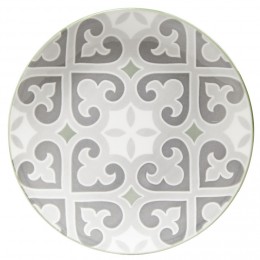 Assiette à dessert ronde motif carreau de ciment gris et blanc