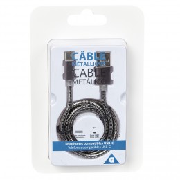 Câble USB vers USB C métal Noir charge rapide