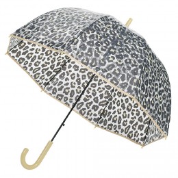 Parapluie canne transparent imprimé léopard