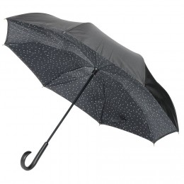 Parapluie inversé noir à motifs blancs
