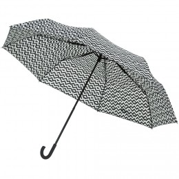 Parapluie canne imprimé zigzag blanc et noir
