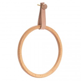 Porte serviette anneau en bois et cuir