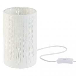 Lampe forme tube ajouré céramique blanc