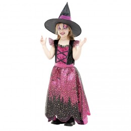 Déguisement enfant sorcière à paillettes Halloween 4 à 6 ans