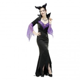 Déguisement adulte Halloween reine maléfique noir violet taille S
