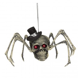 Araignée à suspendre Halloween avec tête de mort