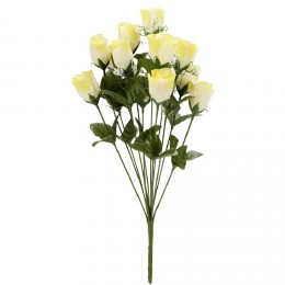 Piquet rose H48 cm jaune - Fleur artificielle 14 têtes
