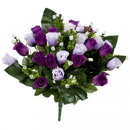 Piquet rose+gypsophile H42 cm violet - Fleur artificielle 42 têtes