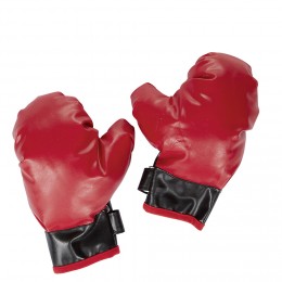 Punching ball et gants rouge et noir