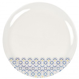 Assiette plate ronde en verre Eleni motif géométrique