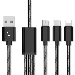Adaptateur métal USB 3 en 1 USB-C - micro USB - Lightning