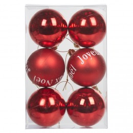 Boule de Noël rouge mat brillant x6