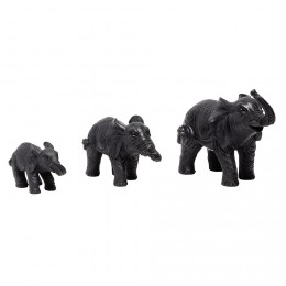 Éléphants décoratif en résine noir x 3