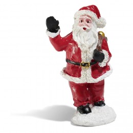 Père Noël avec hotte rouge blanc noir en résine