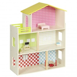 Maison de poupée en bois avec meubles en bois