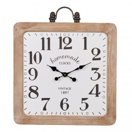Horloge carrée effet émaillé en bois
