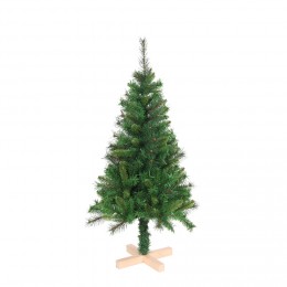 Sapin de Noël vert avec pied en bois h 120 cm