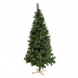 Sapin de Noël vert avec pied en bois h 210 cm