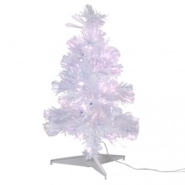 Sapin de Noël blanc fibre optique multicolore h 60 cm