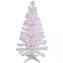 Sapin de Noël blanc fibre optique multicolore h 120 cm