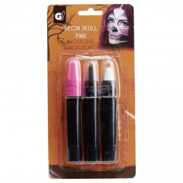 Kit de maquillage crayon Halloween crâne squelette rose néon