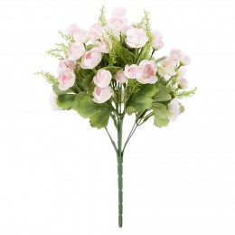 Piquet mini rose H35 cm rose pâle - Fleur artificielle 12 têtes