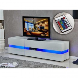 Meuble TV LED Vida' - 177 x 39 x 45 cm - Blanc laqué