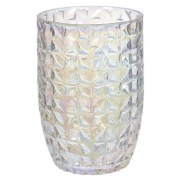 Vase iridescent en verre à relief géométrique