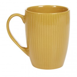 Mug en porcelaine 35 cl jaune moutarde rainures verticales en relief
