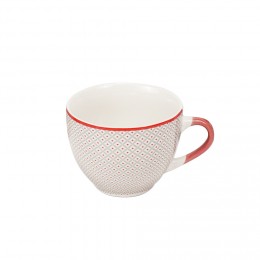 Tasse à café en porcelaine motif esprit campagne rouge gris 22 cl