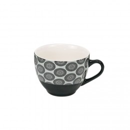 Tasse à café en porcelaine motif rosace noir blanc 22 cl