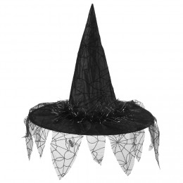 Chapeau de sorcière et toiles d'araignées Halloween noir