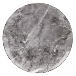 Assiette plate en porcelaine décor marbre gris