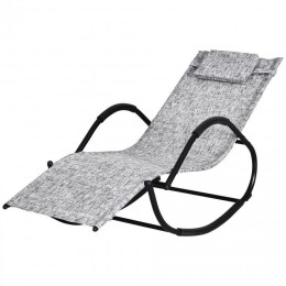 Chaise longue à bascule rocking chair design contemporain dim. 120L x 61l x 88H cm métal textilène gris chiné