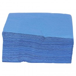 Serviette en papier ouate bleu 2 plis 33x33cm x100
