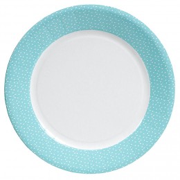 Assiette en carton bleue motif confettis blanc x 10