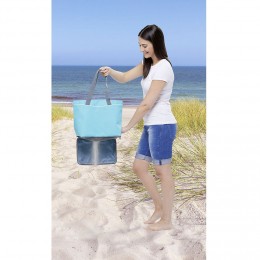 Sac de plage avec maille anti sable bleu et gris 16L