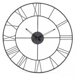 Horloge ronde métal ajouré chiffres romains noir Ø45 cm